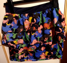 H&M  Toller Rock dunkelblau + bunt  geblümt  Rüschen Gr. 34-36  Neu ohne Etikett