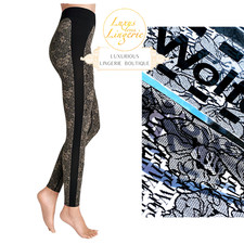 ANDREA LEGGINGS by Wolford S Small black white Sport Hose Elastisch Logo Design