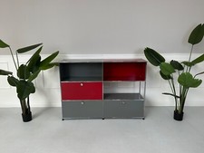 USM Haller Highboard Sideboard Schrank Regal Metall Grau Rot  Büro / Zimmer