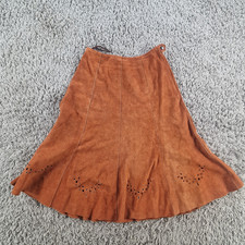 Vintage Rock Damen 8 Braun Leder Wildleder Western Taille 26" Länge 25"