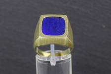 Massiver Goldring, Herrenring, 585er Gelbgold, Lapislazuli