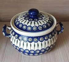 PORZELLAN TOPF MIT DECKEL - CRAQUELE GLASUR ( FAIENCERINDE GIEN ) HÖHE ca. 15 cm