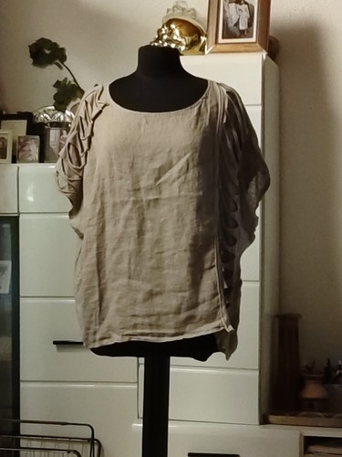 Leinen bluse plus size - plus, taupe