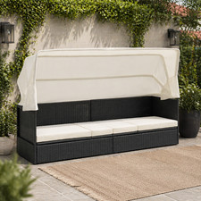 Gartensofa Polyrattan Schwarz