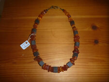 Bernstein/Lava-Kette, orangebraun-schwarz