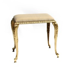 Exklusiver Hocker Klassisch Sitzbank Messing Samt gepolstert Barock Gold Stil