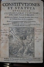 Sambuca 1663 Constitutiones et statuta generalia cismontanae familiae Ordini
