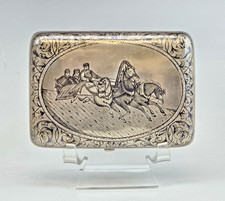 Sehr Fein Groß 19C Russisch Silber Niello Zigarette Hülle Troyka