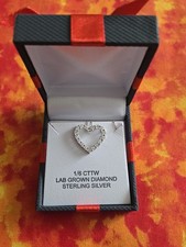 Weißer Diamant Sterlingsilber Herz 18 Zoll Anhänger Halskette