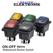 Wippschalter EIN-AUS Wasserdicht IP65 Beleuchtet Rot, Grün, Blau 230V AC B-Ware