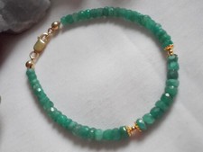 Zierliches Smaragd Armband, 5-4mm fac. 19cm, 925 Silber/vergoldet