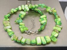Perlmutt hellgrün Äste Collier Kette Länge 49+5 cm ! 9-15 mm ! 28
