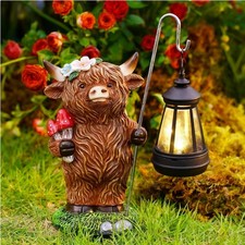 Gartenfigur Kuh Solar Hochland