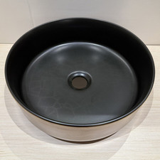 Dune Ceramics Waschschale, Rund, Schwarz, Gold - 36,5 x 11,5 cm