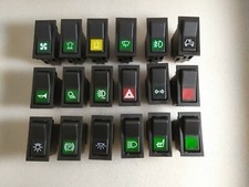 Kippschalter Wippschalter Wippe Schalter 12V beleuchtet raster Symbole mit Lampe