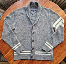 Tommy Hilfiger Herren grau beige College Pullover Lammwolle Gr. L Strickjacke