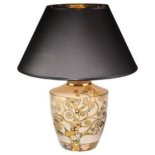 Gustav Klimt Tischlampe, Leuchte DER LEBENSBAUM mit Schirm Goebel Porzellan