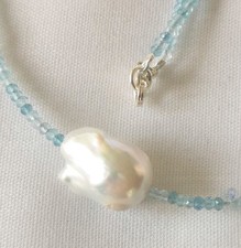 Aquamarin Kette unbehandelt -