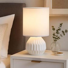 Tischlampe Nachttischlampe Tischleuchte Keramik Textil Wohnzimmerlampe H 23 cm