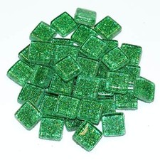 Glassteine Mosaik Soft grün glitter 10x10mm