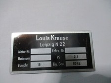 Typenschild Louis Krause Leipzig Duo simson Schild s106