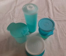 Tupperware Set 5 Teilig - Türkis mit Deckeln  Becher Milchkännchen Dessertschale
