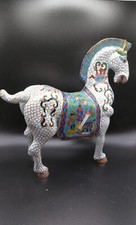 China  Cloisonne  Fengshui Tier  Pferd  Statue 17x6x21cm  A#-9-3
