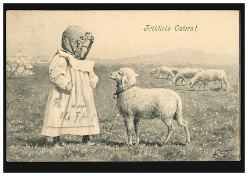 Ostern kind mit osterlamm - mit,