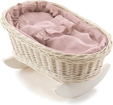 Korb Puppenwiege Bett mit Bettwäsche Schaukel Stubenwagen Vintage Stil Spielzeug