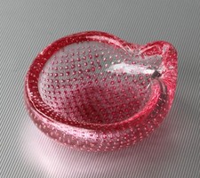 Murano Venini Miniatur Glasschale, gesteuerte Luftblasen H. ~3cm, ~140g,~Vintage