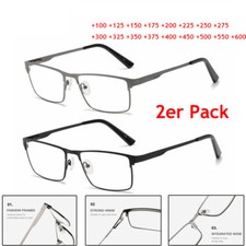 2x Herren Metall Lesebrille Blaulichtfilter Leser 1,5 2,0 2,5 3,0 4,0 5,0 6,0