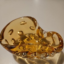 Miroslav Klinger Glas Schale-Aschenbecher gelb - Czech Glass Mid Century 70er