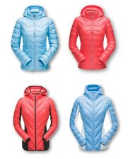 SPYDER Damen echte Daunenjacke Winter Hoody Steppjacke Light Downjacket Kapuze 