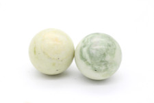 2x Massagekugeln aus Edelstein grün Serpentin ? Ø 45 mm Set
