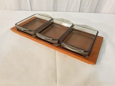Rauchglas Teakholz Schalen mit