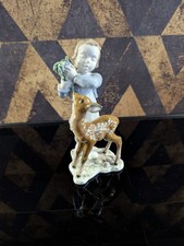 Mädchen füttert Rehkitz Entwurf 1937  Friedrich Gronau Rosenthal Serie Tiere Rar