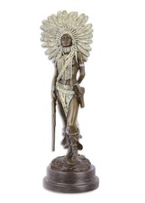 Bronzefigur Bronzeskulptur Native American Frau Indianerin H 46 cm Skulptur