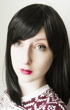 Schwarz Schulter-lang Glatt Perücke wie Echthaar Natürlich Alltag Party C275