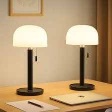 Pilzlampe Tischleuchte Außenleuchte LED CCT Bambus schwarz weiß Balkon 2er Set