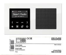 Jung Smart Radio Set RAD A 518 SW schwarz und A CREATION Abdeckrahmen alpinweiß