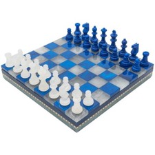 Blau & Weiß Alabaster Schach