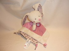 Nicotoy Kuscheltier Plüschtier Schmusetuch Hase in Weiß/Rosa