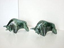 2 Stück Otto Keramik Stier Bulle Grün