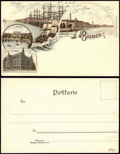 Ansichtskarte bremen litho - bremen, ak