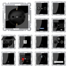 Steckdose Steckdosen Lichtschalter Taster Schuko Schalterprogramm LUNIS Schwarz