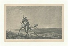 Wüstenpost Kamel Reiter Peitsche Tiere Sand Höcker Sonne Dünen Holzstich C 1292