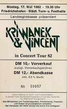 Kriwanek & Vincent | Tour 1982 | Friedrichshafen || Konzertkarte Concert Ticket