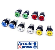 Arcade Button LED Chrom Beleuchteter Taster 1 x Player One & Two Set Bartop MAME