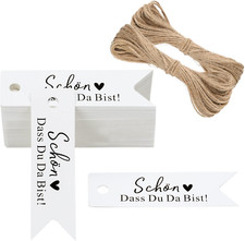 SCHÖN DASS DU DA BIST Geschenkanhänger, Klein Hochzeit Anhänger für Gastgeschenk