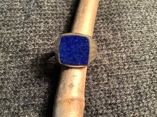 Herrenring, Gold mit Lapislazuli, Gebraucht